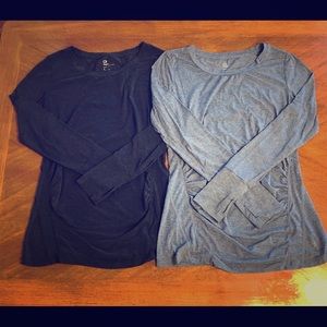 Two GAP Fit Long Sleeve Maternity Workout Shirts